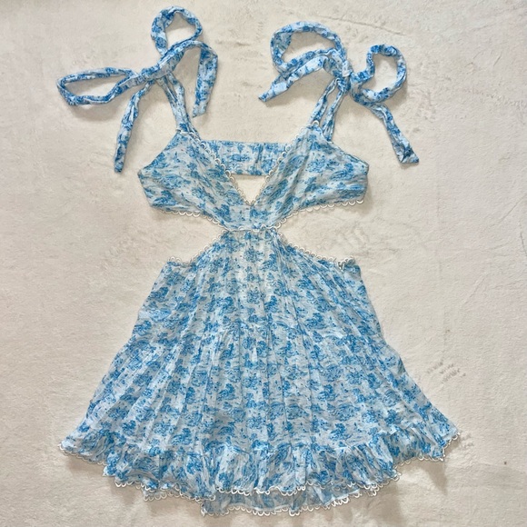 Tularosa Light Blue Floral Mini Dress - Picture 4 of 10